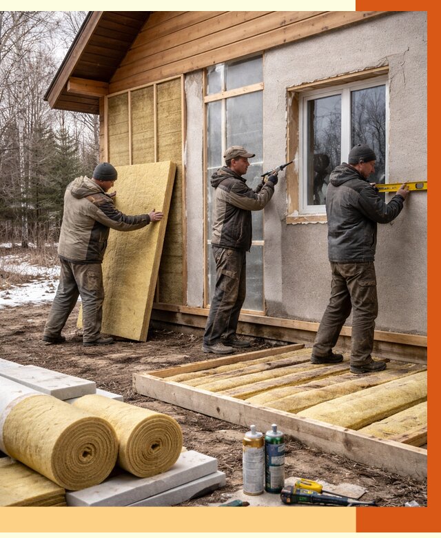 Утепление дачного дома в Большой Камне от 4817 руб/м2 — недорого | ТепломастерБль