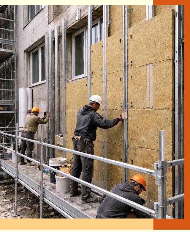 Утепление вентилируемого фасада в Большой Камне от 5679 руб/м2 — монтаж и утепление вентфасад | ТепломастерБль